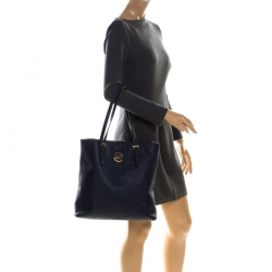 Pre Owned MICHAEL Michael Kors Navy Blue Saffiano Leather Shopper Tote 