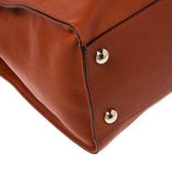 Pre Owned Michael Michael Kors Orange Leather East West Hamilton Tote