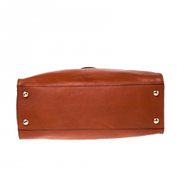 Pre Owned Michael Michael Kors Orange Leather East West Hamilton Tote