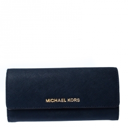 Michael Kors Navy Blue Leather Flap Continental Wallet