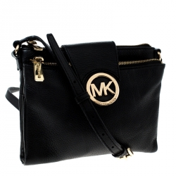 Pre Owned MICHAEL Michael Kors Black Leather Mini Crossbody Bag