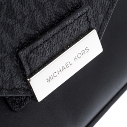 Michael Kors Black/Silver Signature Canvas and Python Embossed Leather Fanny Pack Belt Bag