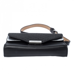 Michael Kors Black/Silver Signature Canvas and Python Embossed Leather Fanny Pack Belt Bag