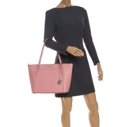 Pre Owned Michael Kors Pale Pink Leather Ciara Tote