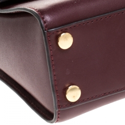 Pre Owned Michael Kors Burgunady/Brown Leather and Coated Canvas Sloan Top Handle Bag