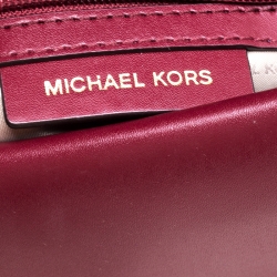 Pre Owned Michael Kors Burgunady/Brown Leather and Coated Canvas Sloan Top Handle Bag