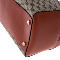  Michael Kors Beige/Orange Signature Coated Canvas and Leather Medium Mercer Duffel Bag