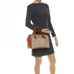  Michael Kors Beige/Orange Signature Coated Canvas and Leather Medium Mercer Duffel Bag