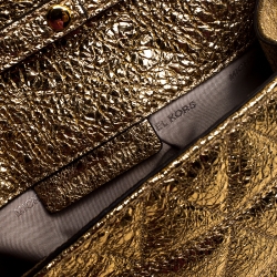 Pre Owned حقيبة كروس مايكل كورس جلد ذهبي ميتاليك مبطن