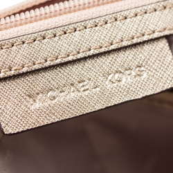 Pre Owned Michael Kors White Signature Voyager Tote