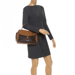 Pre Owned Michael Kors Brown Signature Coated Canvas and Leather Top Handle Bag
