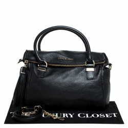 Pre Owned Michael Kors Black Leather Bedford Tassel Shoulder Bag