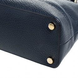 Pre Owned Michael Kors Navy Blue Leather Smythe Satchel