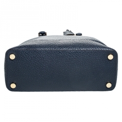 Pre Owned Michael Kors Navy Blue Leather Smythe Satchel