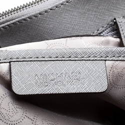 Pre Owned MICHAEL Michael Kors Grey Leather Double Zip Jet Set Tote