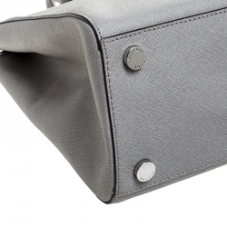 Pre Owned MICHAEL Michael Kors Grey Leather Double Zip Jet Set Tote