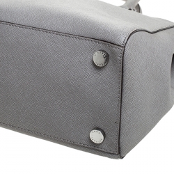 Pre Owned MICHAEL Michael Kors Grey Leather Double Zip Jet Set Tote