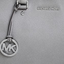 Pre Owned MICHAEL Michael Kors Grey Leather Double Zip Jet Set Tote