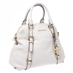 Pre Owned MICHAEL Michael Kors Cream Leather Bedford Satchel