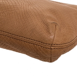 Pre Owned MICHAEL Michael Kors Beige Embossed Leather Berkley Clutch