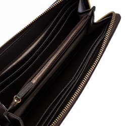 Pre Owned Michael Kors Brown Signature Coated Canvas Zip Around Wallet