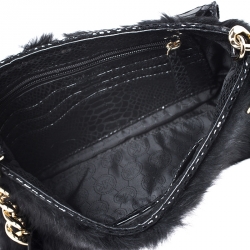 مملوكة مسبقًا Michael Kors Black Python Embossed Leather and Faux Fur Fulton Shoulder Bag