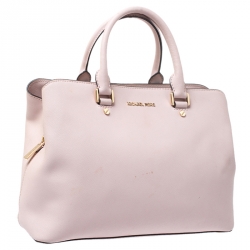 Pre Owned Michael Kors Pink Saffiano Leather Medium Satchel