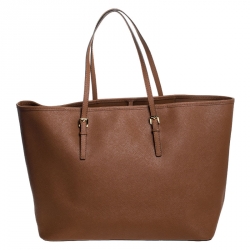 Pre Owned Michael Kors Brown Leather Jet Set Travel Tote