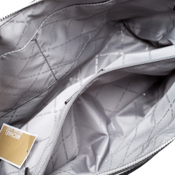 Pre Owned Michael Kors Metallic Silver Leather Ciara Tote