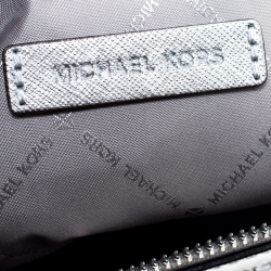 Pre Owned Michael Kors Metallic Silver Leather Ciara Tote