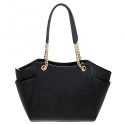 Pre Owned حقيبة كتف مايكل كورس سلسلة ترافيل جيت سيت جلد سوداء