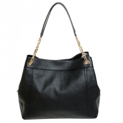 Pre Owned حقيبة كتف مايكل كورس جيت سيت ايتم بسلسلة جلد سوداء