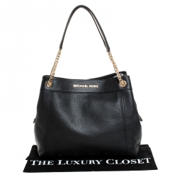 Pre Owned حقيبة كتف مايكل كورس جيت سيت ايتم بسلسلة جلد سوداء