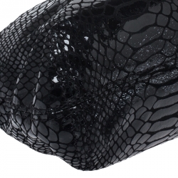 Pre Owned Michael Kors Black Glazed Python Embossed Leather Berkley Clutch
