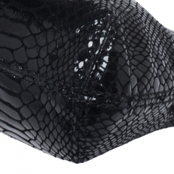 Pre Owned Michael Kors Black Glazed Python Embossed Leather Berkley Clutch