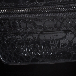 Pre Owned Michael Kors Black Glazed Python Embossed Leather Berkley Clutch