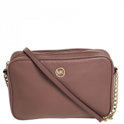 Pre Owned Michael Kors Old Rose Leather Jet Set Crossbody Bag