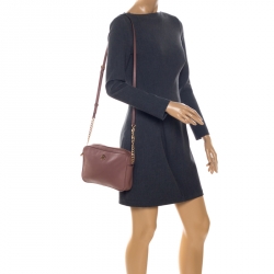 Pre Owned Michael Kors Old Rose Leather Jet Set Crossbody Bag