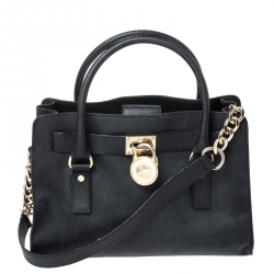 Pre Owned حقيبة يد مايكل مايكل كورس هاميلتون ايست/ ويست جلد سوداء