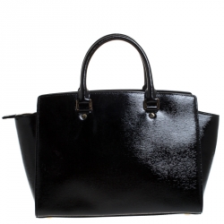 Pre Owned MICHAEL Michael Kors Black Patent Leather Selma Tote