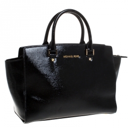 Pre Owned MICHAEL Michael Kors Black Patent Leather Selma Tote