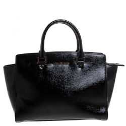 Pre Owned MICHAEL Michael Kors Black Patent Leather Selma Tote