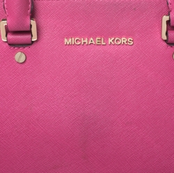 Pre Owned MICHAEL Michael Kors Fuchsia Leather Large Selma Tote