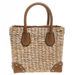 Pre Owned حقيبة مايكل كورس قش بني/بيج