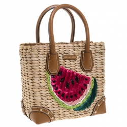 Pre Owned حقيبة مايكل كورس قش بني/بيج