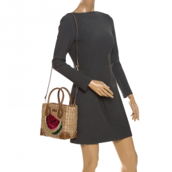 Pre Owned حقيبة مايكل كورس قش بني/بيج