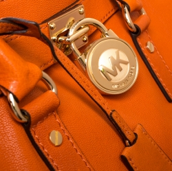 حقيبة يد مايكل مايكل كورس Hamilton North South كبيرة جلد برتقالية