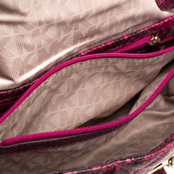 Pre Owned Michael Kors Pink Python Embossed Leather Sloan Flap Shoulder Bag