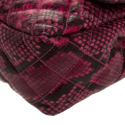 Pre Owned Michael Kors Pink Python Embossed Leather Sloan Flap Shoulder Bag