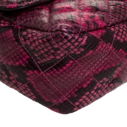 Pre Owned Michael Kors Pink Python Embossed Leather Sloan Flap Shoulder Bag